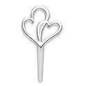 24 Count Double Silver Heart Love Cupcake Picks Toppers Wedding Bridal Shower Party Supplies