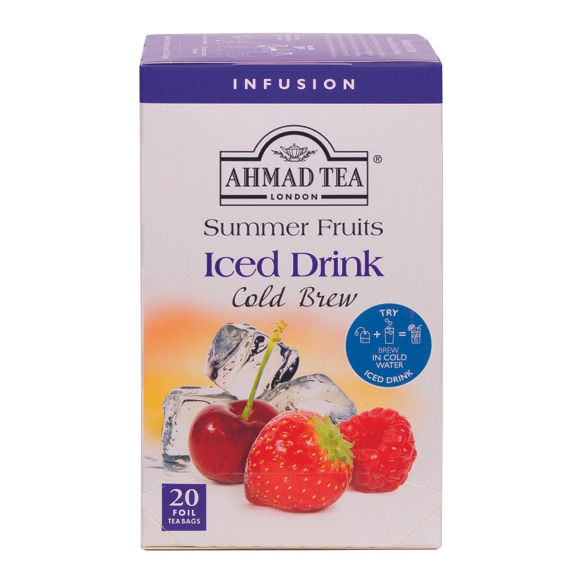 Ahmad Tea Herbal Tea, Cold Brew Summer Fruits Teabags, Iced Tea, 20 ct (Pack of 6) - Decaffeinated