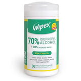 Wipex Alcohol Wipes with 70% Isopropyl Alcohol, 80 CT Lint-Free Cloth in Sealed Canister to clean Surfaces, Electronics, Computer Screens, Glasses, 80