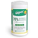 Wipex Alcohol Wipes with 70% Isopropyl Alcohol, 80 CT Lint-Free Cloth in Sealed Canister to clean Surfaces, Electronics, Computer Screens, Glasses, 80