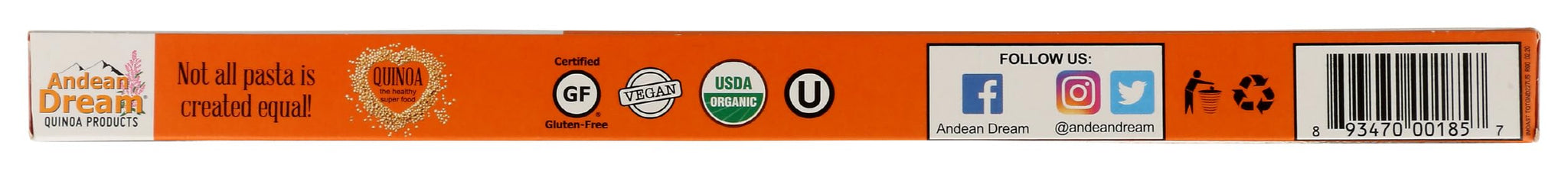 ANDEAN DREAM Organic Spaghetti with Turmeric, 8 OZ