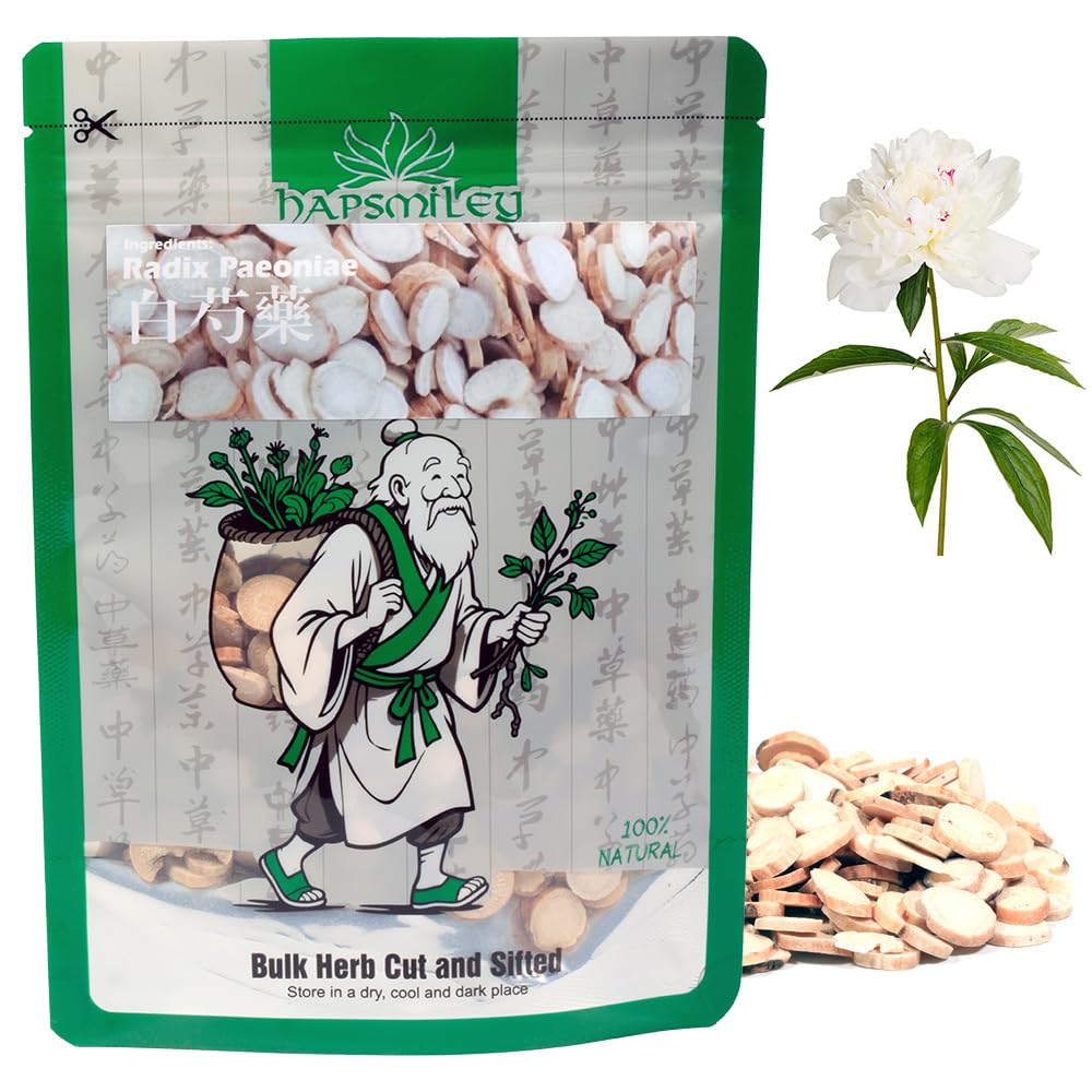 Hapsmiley White Peony Root (Paeonia lactiflora Pallas/Radix Paeoniae/Bai Shao/??/???) -100g (3.5oz) Dried Root - Pure Natural Herb