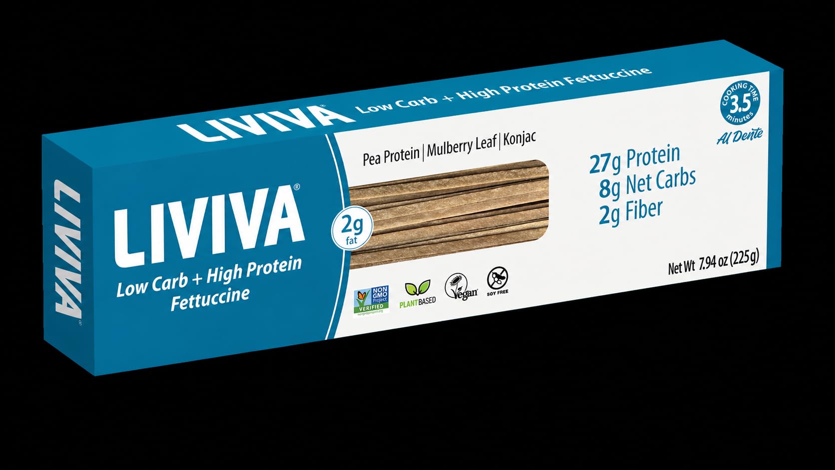 LIVIVA Low Carb High Protein KETO Value Pack Spaghetti Noodle Pasta 6 Pk - 135 g Protein per Box with Pea Protein & Konjac Flour - 8g Net Carbs