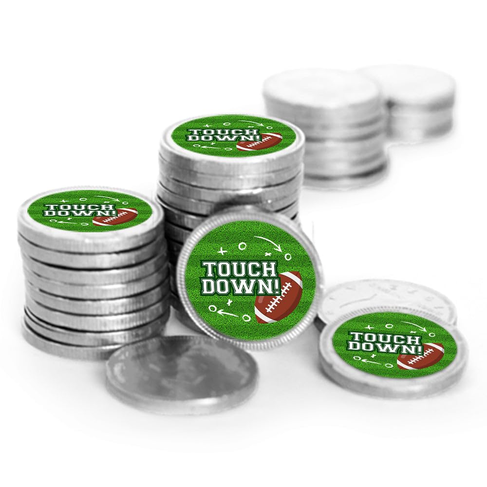 80 Pcs Football Party Candy Favors Chocolate Coins with Silver Foil