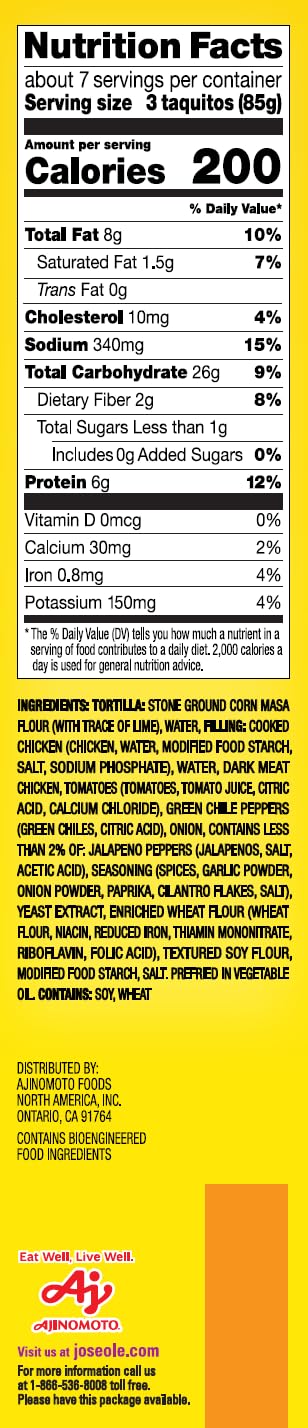 JOSE OLE FROZEN CHICKEN TAQUITO FILLED 20 OZ