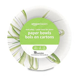 Amazon Basics Everyday Disposable Paper Bowls, 10 oz, Microwave Safe, Soak Proof, White, 70 Count