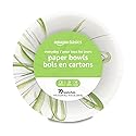 Amazon Basics Everyday Disposable Paper Bowls, 10 oz, Microwave Safe, Soak Proof, White, 70 Count