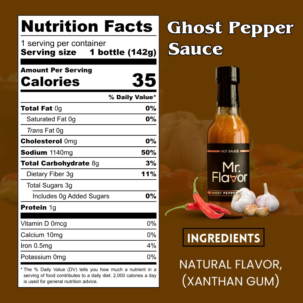 Mr. Flavor's Extreme Ghost Pepper Hot Sauce - Fiery & Flavorful, Perfect for Enhancing Meals with Bold Heat, 5oz
