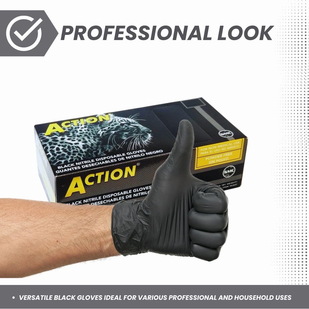 Shamrock Nitrile Black Disposable Gloves - 6 mil, Latex-Free, Powder-Free, Rubber Glove, Non-Medical Use, Powder-Free, Medium, 83012