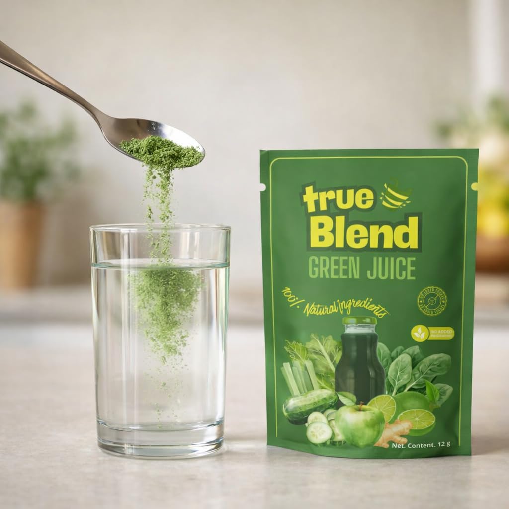 TrueBlend Green Juice Powder - Whole Fruit & Vegetable Drink Mix (240 g Pouch)