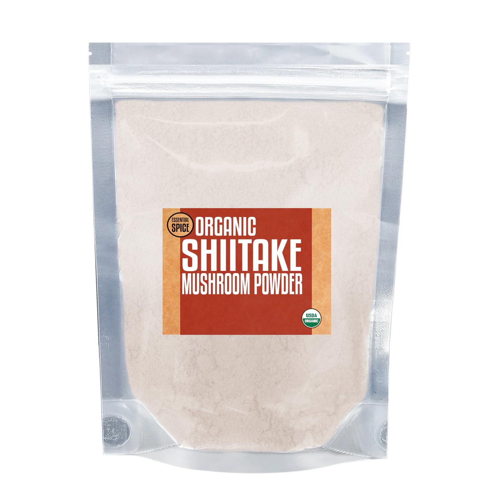Essential Spice Organic Shiitake Mushroom Powder - Deep Umami Flavor, Finely Ground - Ideal for Soups, Broths, Sauces, Seasoning Blends & Vegan