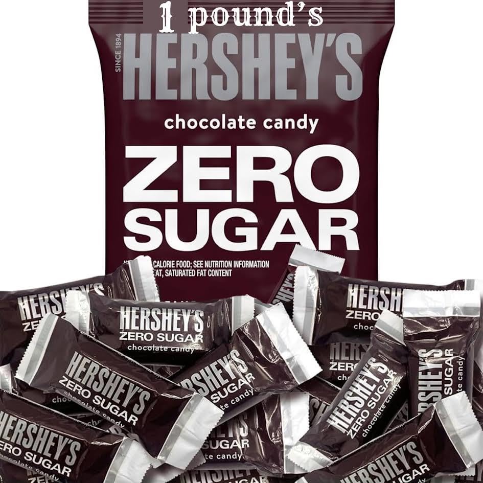 HERSHEY'S Zero Sugar Assorted Chocolate Candy Bag, Zero Sugar Assorted Flavors, for Special Occasions (1 Pound, Milk Chocolate)