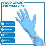 EDI Disposable Vinyl Gloves (Blue) - Powder-Free, Latex-Free (400, Small)