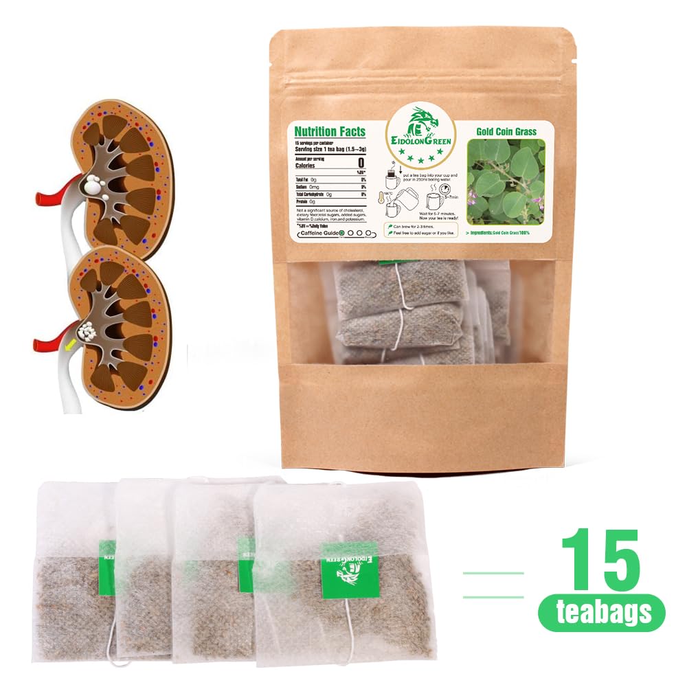 EidolonGreen [China Medicinal Herb] Kidney Health Tea (Gold Coin Grass/Lysimachia/jinqiancao/???/???) Dried Bulk Herbs, Non-GMO, Caffeine-Free,15