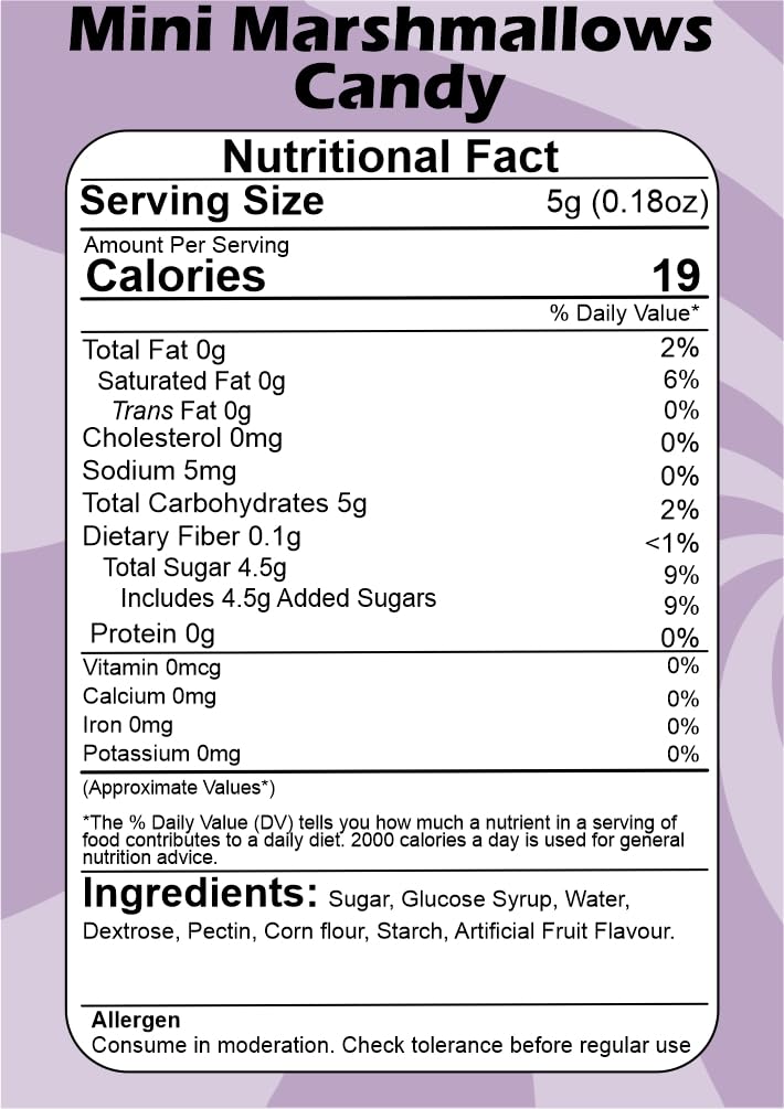 SMIBZE Natural Mini Marshmallows Candy 100 GM (Pack of 1) SMIBZE