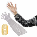 goldhik 50pcs Long Disposable Gloves, Extra Long Full Arm 34inch - Veterinary Insemination Rectal Gloves for Field Dressing, Gutting Deer, Gardening