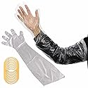 goldhik 50pcs Long Disposable Gloves, Extra Long Full Arm 34inch - Veterinary Insemination Rectal Gloves for Field Dressing, Gutting Deer, Gardening
