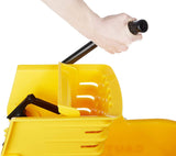 Amazon Basics Commercial Side Press Wringer Floor Cleaning Mop Bucket on Wheels, 35-Quart, Yellow