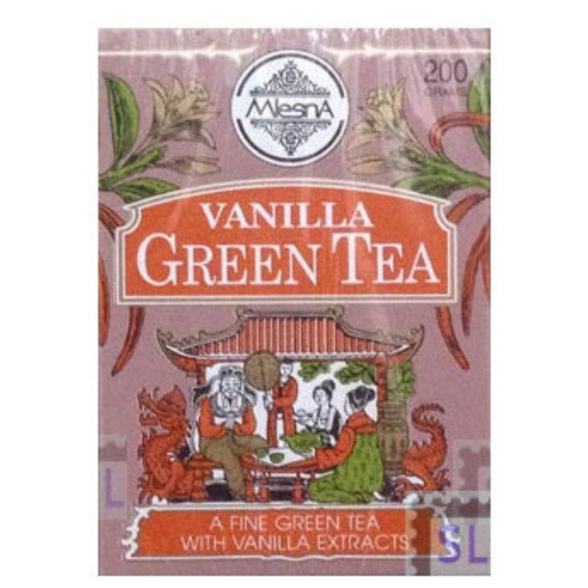 Mlesna Vanilla Flavored Green Tea Loose Tea 200g - Pure Ceylon Finest Green Tea With Vanilla Extracts Tea Box 7 oz