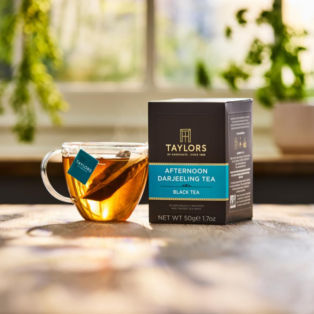 Taylors of Harrogate Afternoon Darjeeling, Black Tea, Individually Wrapped Bags 20 Count (Pack of 6), Delicate, Sweet & Floral, Caffeinated, Enjoy Hot