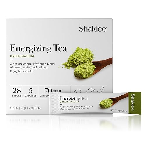 Shaklee Energizing Tea Green Matcha Flavor - Antioxidant-Rich Blend of Green Matcha, White, and Red Teas for Gentle Energy Lift - Energy Boost