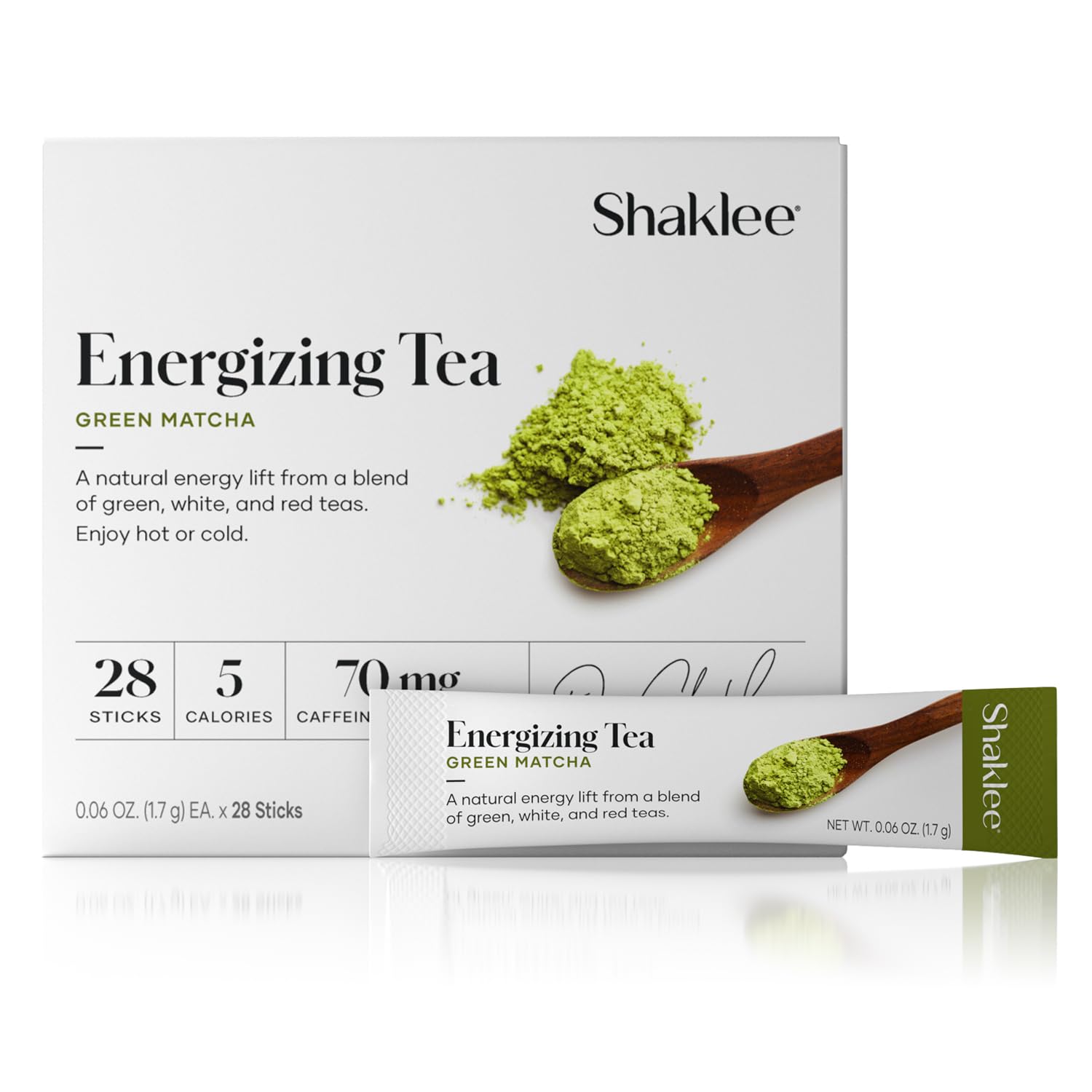Shaklee Energizing Tea Green Matcha Flavor - Antioxidant-Rich Blend of Green Matcha, White, and Red Teas for Gentle Energy Lift - Energy Boost