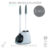 Bath Bliss 2 Pack 2-in-1 Bowl Brush & Plunger in White