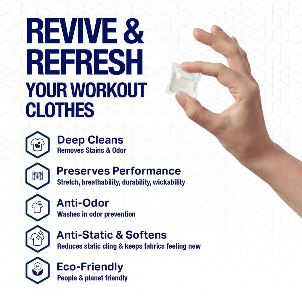 HEX Performance Laundry Detergent Packs, Fresh Scent, 75 Count - Activewear Detergent Pods for Odor & Sweat Removal, Concentrated Sport Wash, HE
