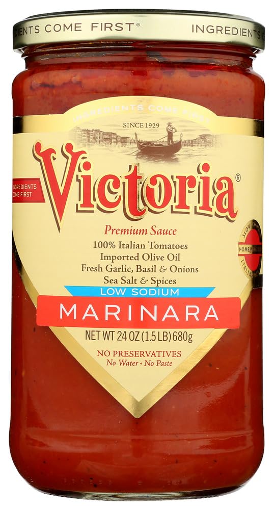 Victoria Low Sodium Marinara Sauce, 25-Ounce (Pack of 6)