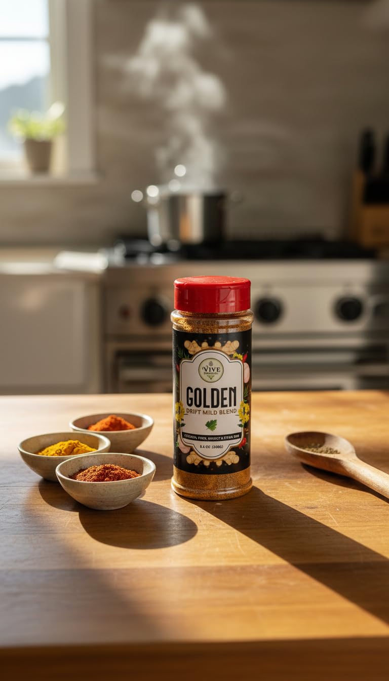 Vive Natural All Natural Seasoning Gluten-Free Chicken Steak Ribs Brisket (8.4oz) (8.4 oz (240g), Golden Drift Mild Spicy Blend)