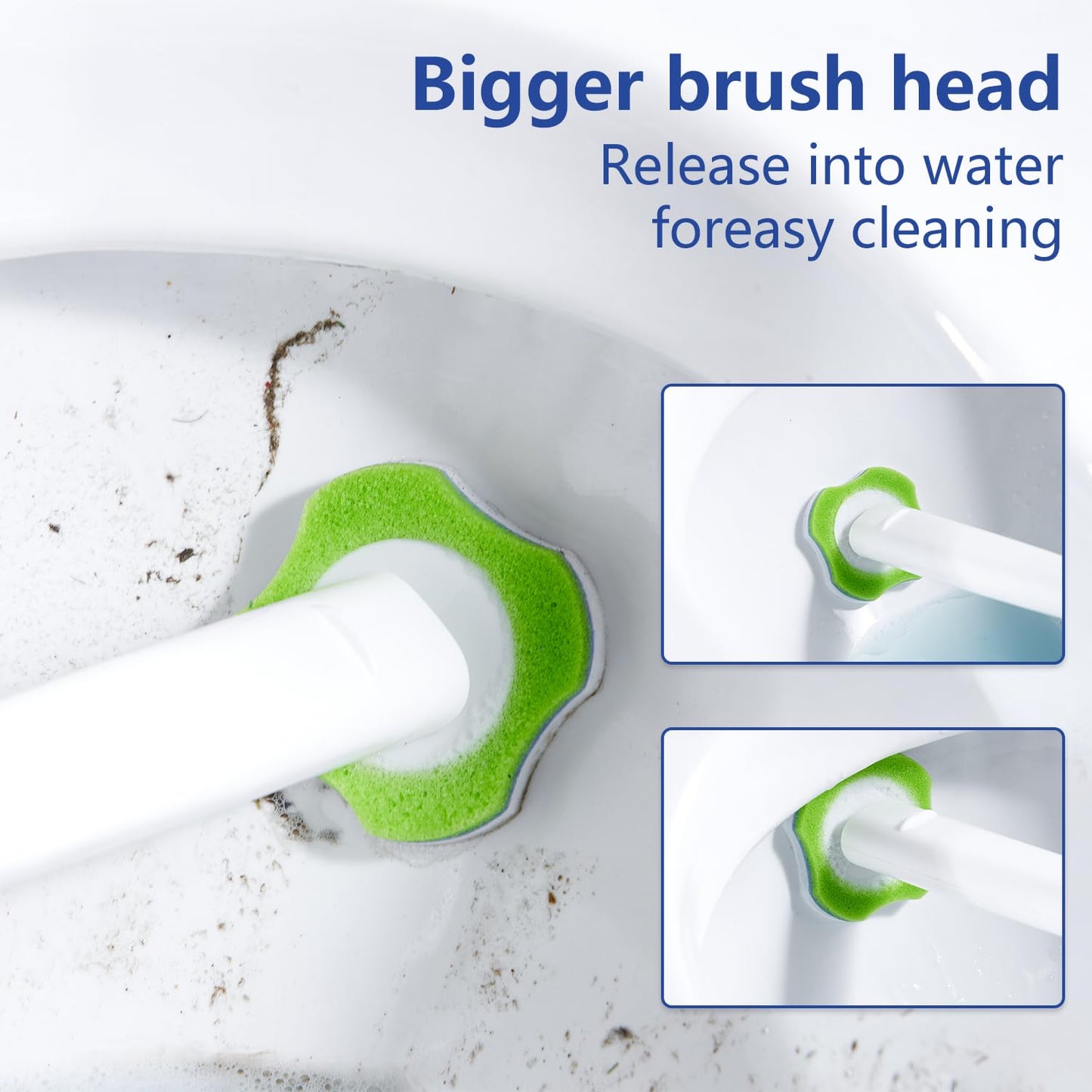 Magic Sponge Eraser Disposable Toilet Brush Set, Wall Mounted Toilet Bowl Brush and Holder with 30 Magic Sponge Eraser Wand Refills