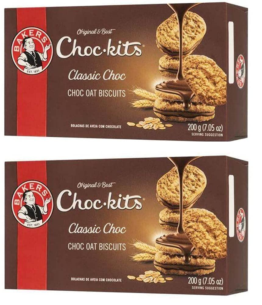 Baker's Choc-kits Crunchy Oat Biscuits/Cookie | Chocolate | Pack of 2 | 32-40 Cookies a Box | Kosher | Halal | Real Chocolate | Finest Ingredients |