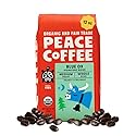Peace Coffee Blue Ox Blend Medium Roast Whole Bean Coffee, 12 oz, Organic Fair Trade, Creamy, Mild Flavor, Shade Grown, Fresh Roasted