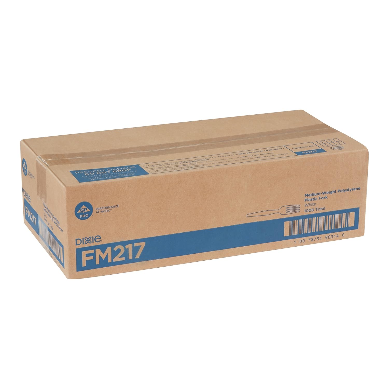 Georgia-Pacific Dixie 6.104" Medium-Weight Polystyrene Plastic Fork by GP PRO (Georgia-Pacific), White, FM217, (Case of 1,000), 1 box of 1003