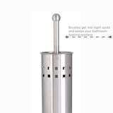 Bath Bliss Toilet Brush & Holder Set, Dimensions: 3.75" Rd x 15", Stainless Steel, Bathroom, Rust Resistant, Easy Storage, Easy Cleaning, Sliver,