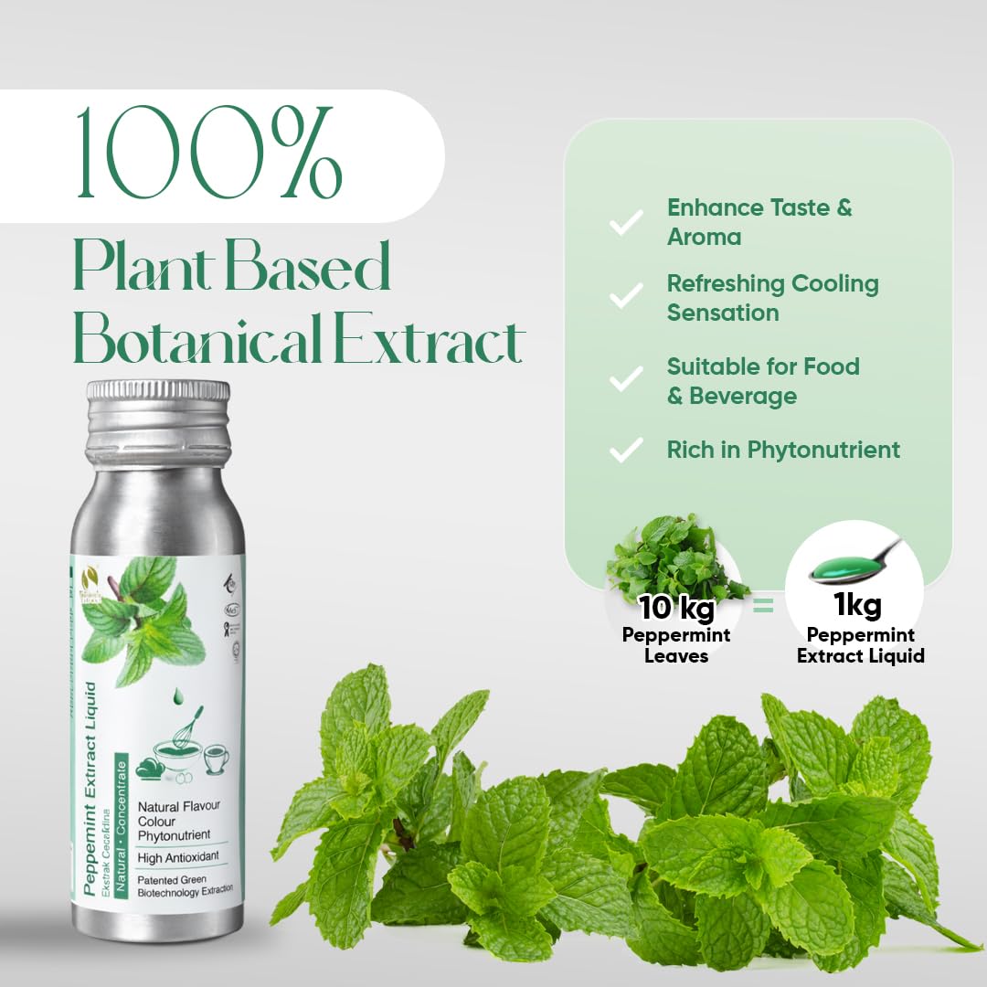 Bionutricia Peppermint Extract Liquid 2.8oz - High Potency 10:1 Ratio - 100% Natural Culinary Grade Mint Flavoring for Baking, Chocolate & Beverages