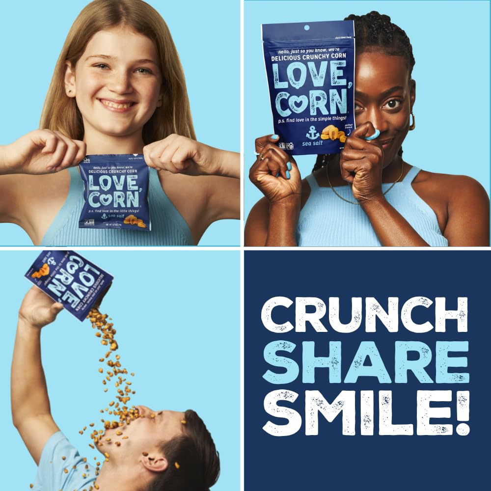 LOVE CORN Sampler Variety Pack - Crunchy Roasted Corn Snack - Assorted Flavors - Gluten Free & Non-GMO - Lunchbox & On-the-Go, Alternative to Chips