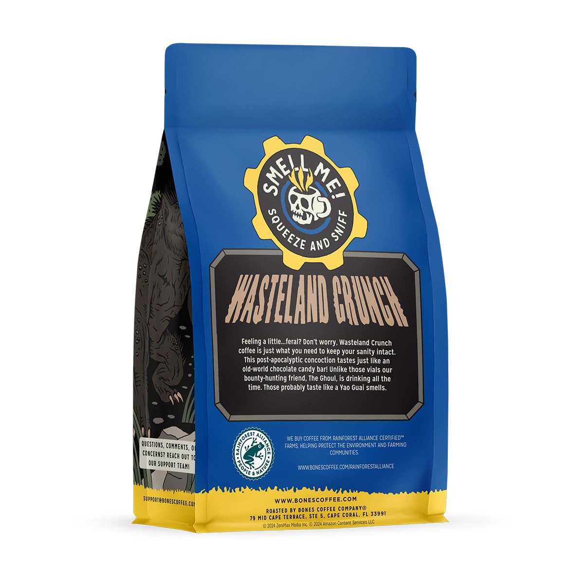 Bones Coffee Company Fallout Wasteland Crunch,Chocolate Candy Bar Flavored Coffee, Medium Roast Low Acid Arabica Beans Compatible with Auto drip