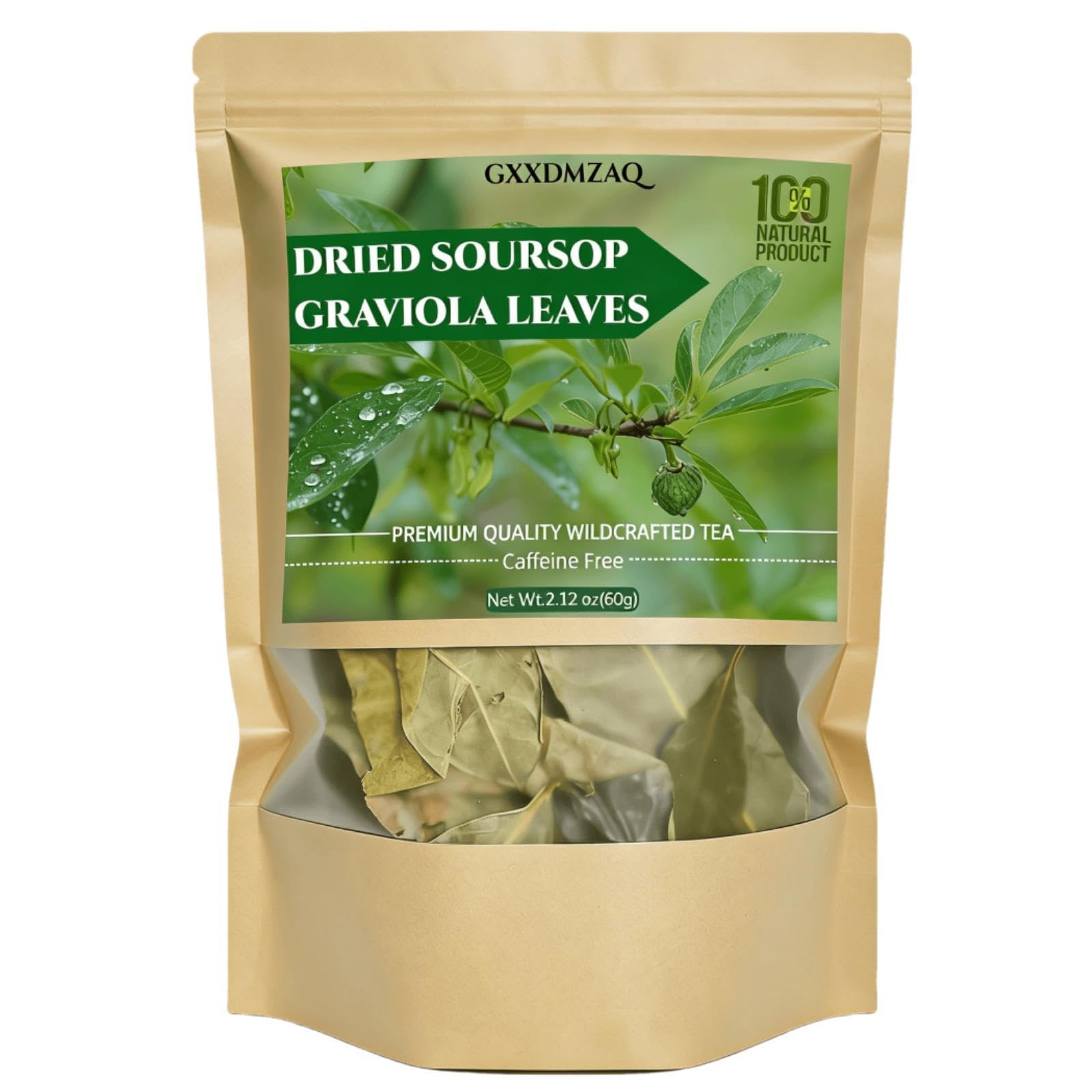 Whole Leaf Soursop Tea - Natural Dried Graviola Soursop Leaves (2.12oz) | Hojas De Guanabana | Caffeine-Free Tea | Non-GMO, Gluten-Free