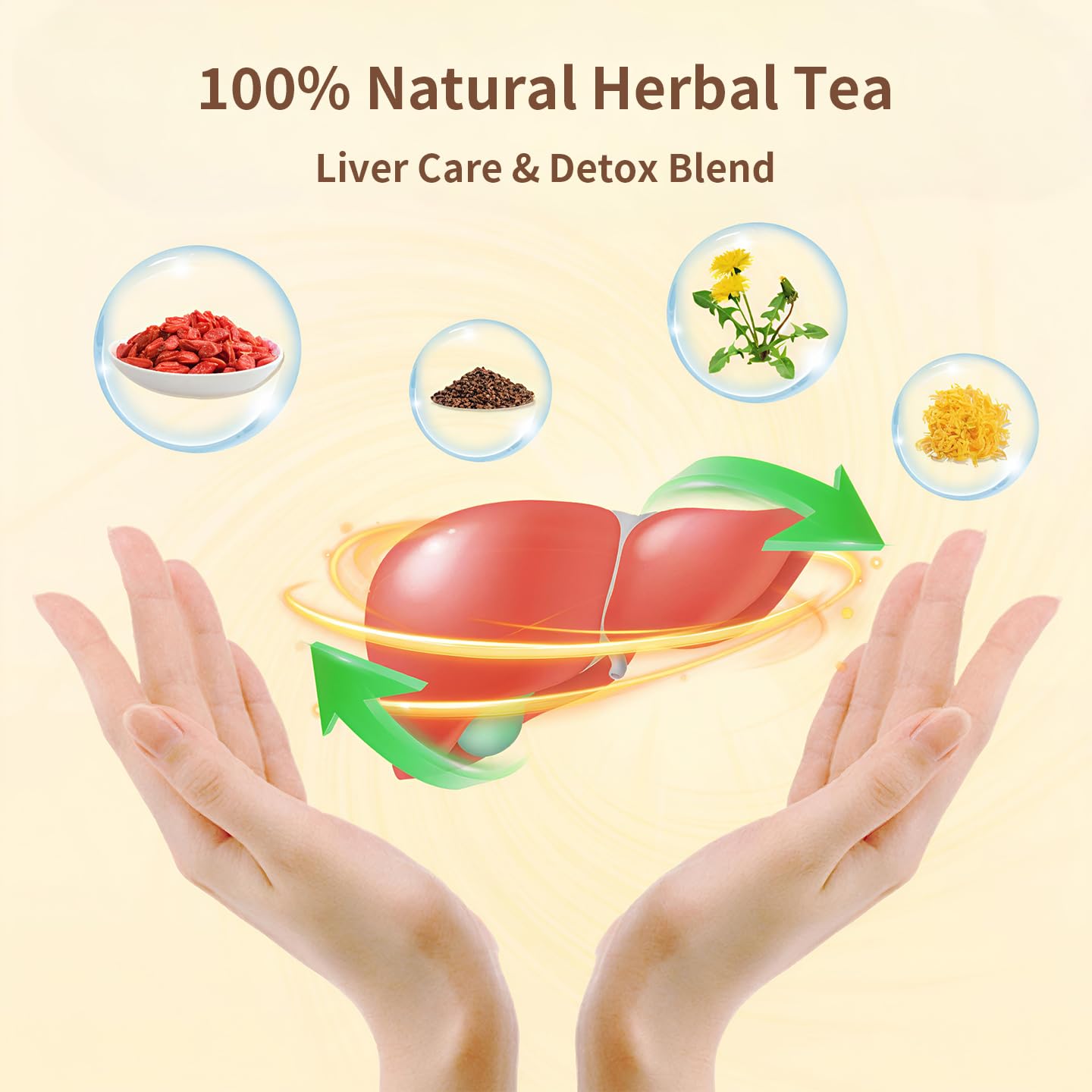 Vitavalor Natural Kidney & Liver Health Tea with Dandelion, Chrysanthemum, Wolfberry, Cassia Seed, Orange Peel, Gardenia, and Licorice in Bags?12 Bags