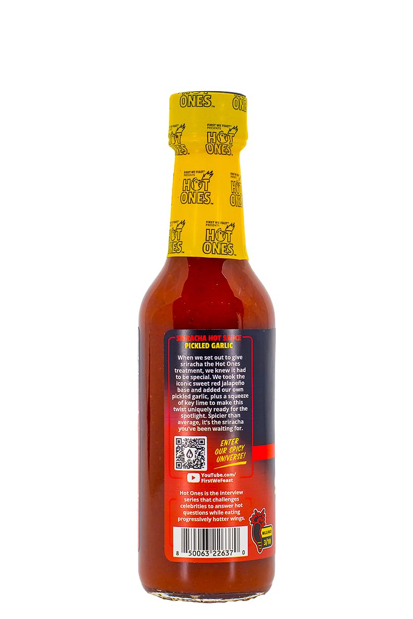 Hot Ones Pickled Garlic Sriracha Hot Sauce | Spicy, Savory Sriracha Made With Natural Ingredients | 5 Fl Oz. (1 Pack)