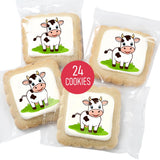 Cow Cookies Milk Themed 24 Pack | Baby Shower Birthday Party Favors | Peanut & Nut Free Individually Wrapped Treats Snacks For Kids Adults Men Women
