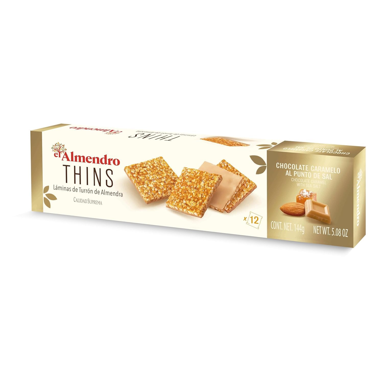 El Almendro Nougat Sheets Almond Turrón Thins, Thin Crunchy Almond Candy, 48 Individually Wrapped Pieces, 4 Assorted Flavors (Coconut & Milk