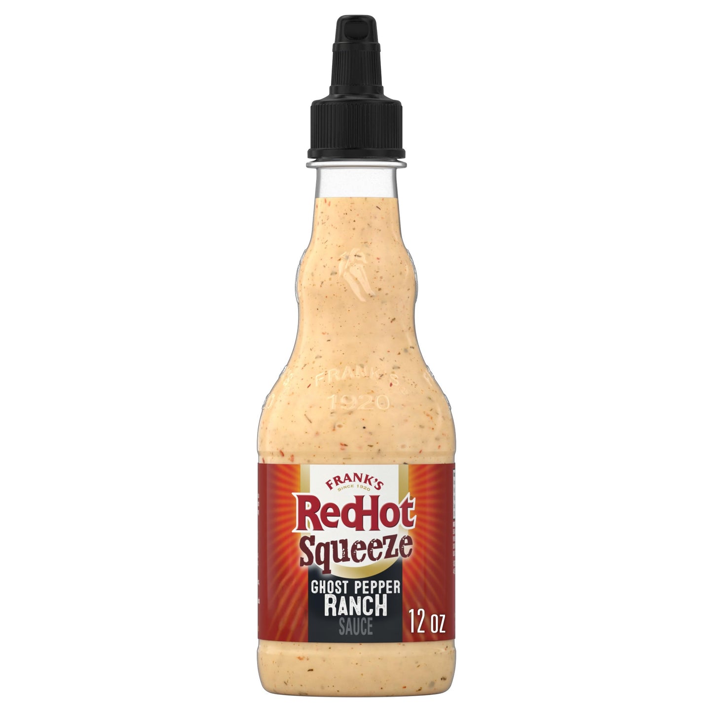 Frank’s RedHot Hot Sauce, Ghost Pepper Ranch, Squeeze Bottle, Hot Heat, Ghost Pepper Heat and Cool, Creamy Ranch, Squeeze On Burgers, Pizza, Salads