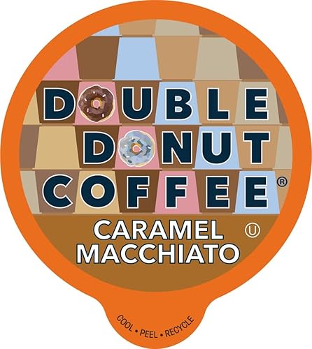 Double Donut Coffee Medium Roast Caramel Macchiato Coffee Pods, 24 Count for Keurig K-Cup Machines