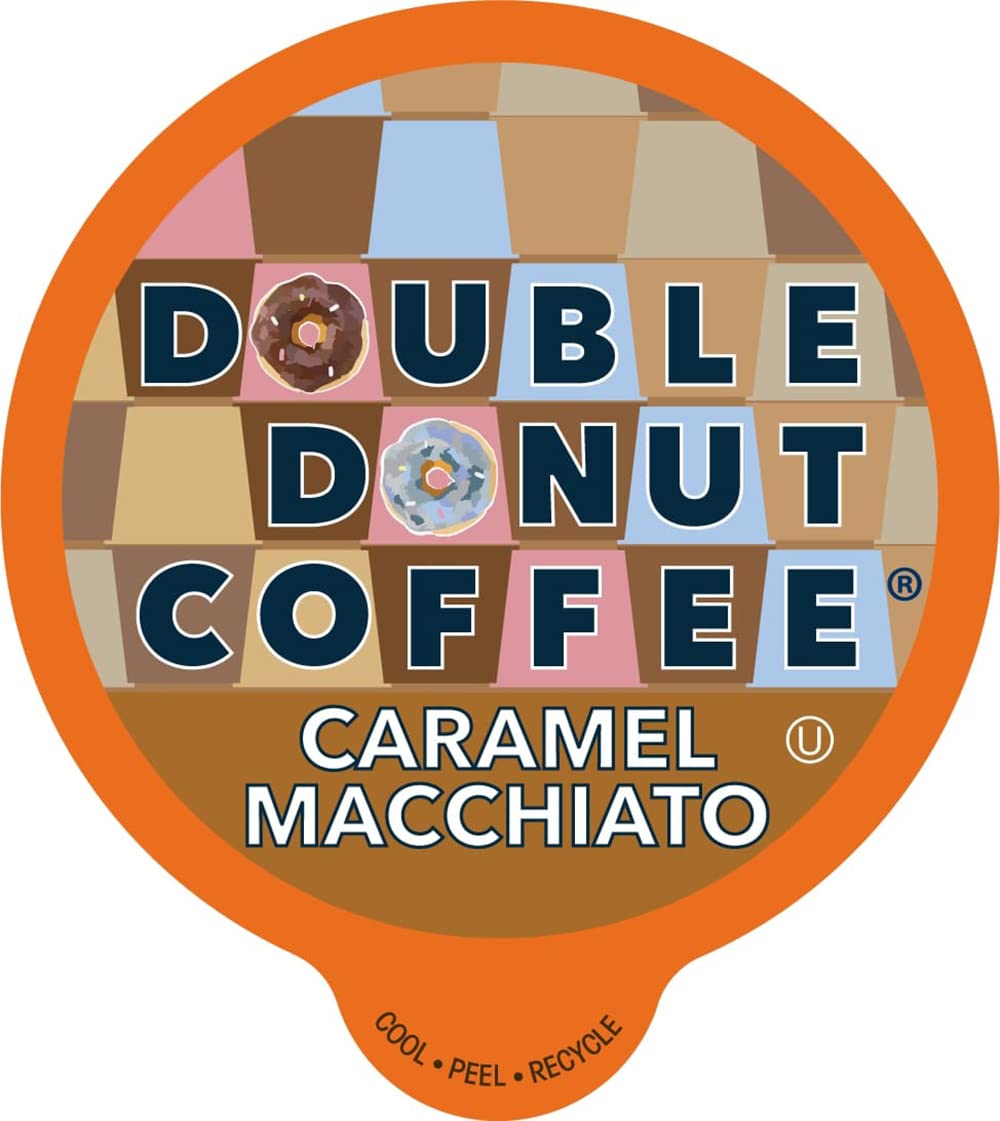 Double Donut Coffee Medium Roast Caramel Macchiato Coffee Pods, 24 Count for Keurig K-Cup Machines