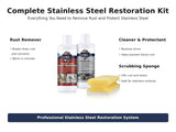 CLEAN MY STEEL Stainless Steel Rust Remover and Protector Kit, NSF Certified, 8.5 oz, Includes B570 Rust Remover, B580 Cleaner and Protector, Sponge
