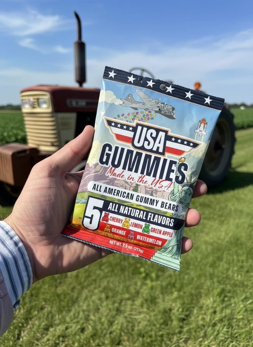USA Gummies Dye Free Gummy Bears - Red Dye Free Candy Made in USA, No Artificial Colors, Natural Fruit Flavors, Fat Free, Non-GMO, Allergen Free, 7.5