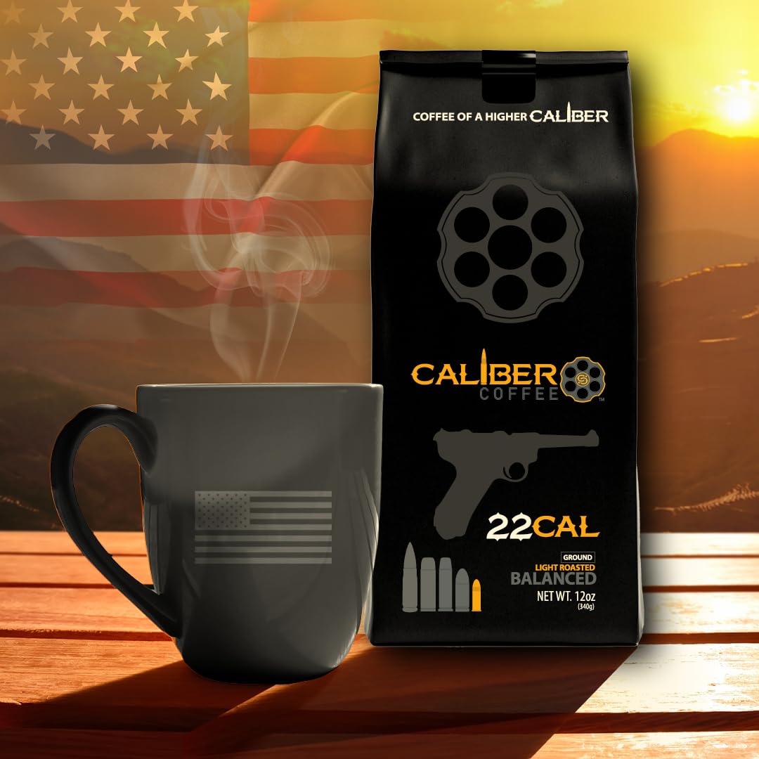 Caliber Coffee .22 Cal Whole Bean Light Roast - Balanced, Fruity, Caramel Flavors - 100% Artisan Roasted Arabica Coffee - Small-Batch, Hand-Crafted