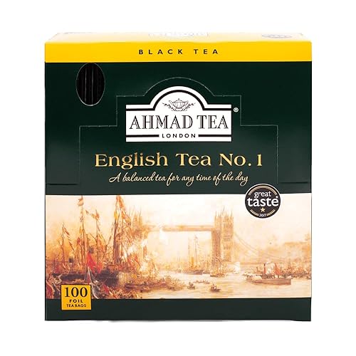 Ahmad Tea Black Tea, English Tea No. 1 Foil Enveloped Teabags, 100 ct - Caffeinated and Sugar-Free